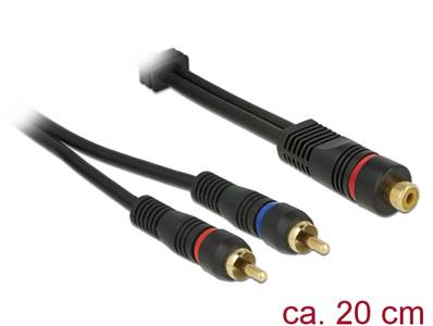 Cable 1 x RCA femelle > 2 x RCA mâle 20 cm OFC noir