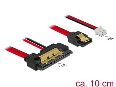 Câble SATA 6 Gbit/s 7 broches femelle + alimentation 2 broches femelle > SATA 22 broches femelle dro