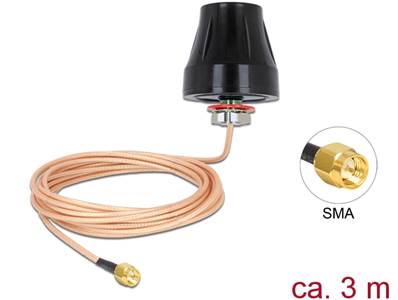 Antenne LTE / GSM / UMTS mâle SMA 2 dBi fixe omnidirectionnelle avec câble de connexion (RG-316U, 3