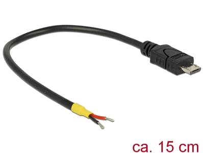 Câble USB 2.0 Micro-B mâle > alimentation 2 fils ouverts 15 cm Raspberry Pi