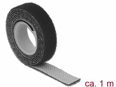 Fermetures par velcro L 1 m x l 13 mm rouleau noire