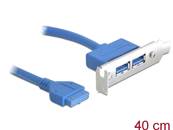 Support d'emplacement embase 1 x USB 3.0 19 broches femelle interne > 2 x USB 3.0 Type-A femelle ext