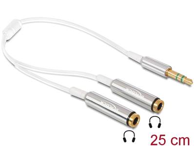 Câble audio stéréo mâle 3.5 mm 3 broches > 2 x stéréo femelles 3.5 mm 3 broches 25 cm