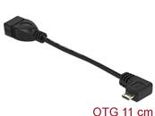 Câble mâle coudé Micro USB type-B > USB 2.0-A femelle OTG 11 cm