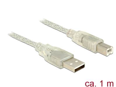 Câble USB 2.0 Type-A mâle > USB 2.0 Type-B mâle 1 m transparent