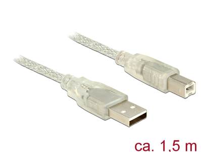 Câble USB 2.0 Type-A mâle > USB 2.0 Type-B mâle 1,5 m transparent