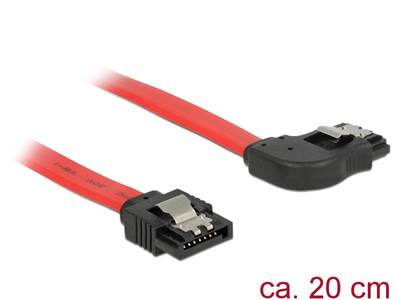 Câble SATA 6 Gb/s mâle droit > SATA mâle coudé à droite droite 20 cm métal rouge