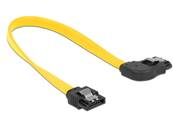 Câble SATA 6 Gb/s mâle droit > SATA mâle coudé à droite droite 20 cm métal jaune