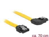 Câble SATA 6 Gb/s mâle droit > SATA mâle coudé à droite droite 70 cm métal jaune