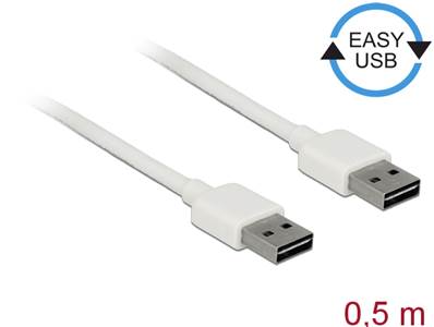 Câble EASY-USB 2.0 Type-A mâle > EASY-USB 2.0 Type-A mâle 0,5 m blanc