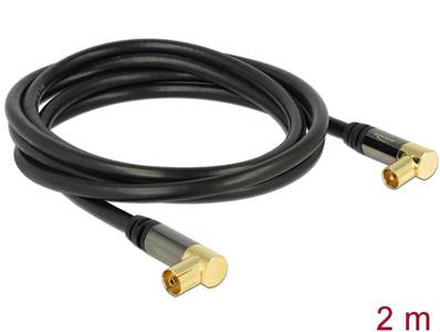 Câble d’antenne IEC mâle coudée > IEC femelle coudée RG-6/U 2 m noir