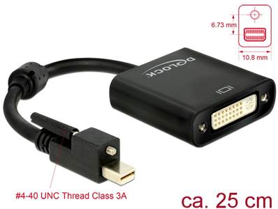 Adaptateur mini Displayport 1.2 mâle avec vis > DVI femelle 4K actif noir