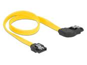 Câble SATA 6 Gb/s mâle droit > SATA mâle coudé à droite droite 30 cm métal jaune