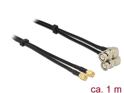 Câble d'antenne SMA mâle > BNC mâle 90° Câble double RG-58 A/U 1 m