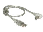 Câble USB 2.0 Type-A mâle > USB 2.0 Type-B mâle coudé 0,5 m transparent