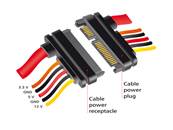 Câble d'extension SATA 6 Gb/s fiche à 22 broches > prise SATA à 22 broches (3,3 V + 5 V + 12 V) 30 c
