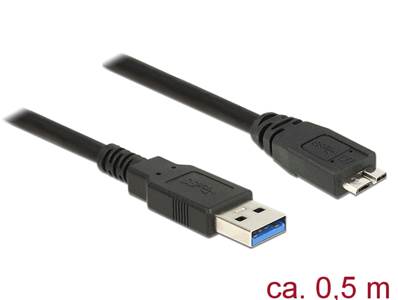 Câble USB 3.0 Type-A mâle > USB 3.0 Type Micro-B mâle 0,5 m noir