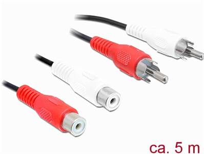 Câble RCA 2 x mâle > RCA 2 x femelle 5 m