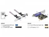 Carte PCI Express > 2 x Série RS-232 + 1 x Parallèle