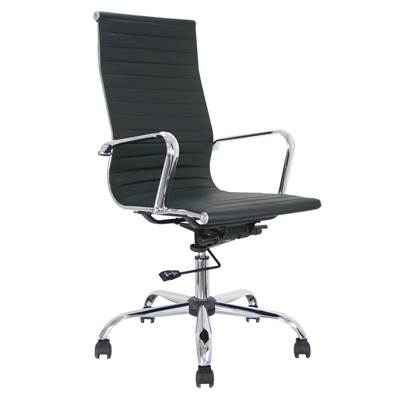 Fauteuil de bureau noir pied chrome "ORCUS"