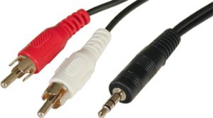 Câble audio pour carte son 1,80 mètre  - 1 jack 3,5 mm > 2 RCA  