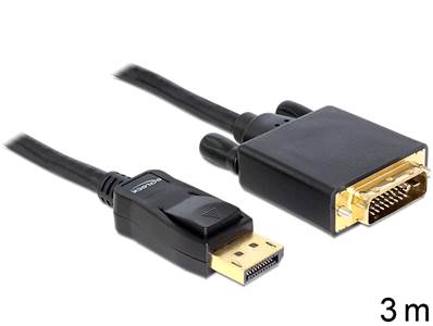 Câble Displayport 1.3 mâle > DVI 24+3 mâle passif 3 m noir