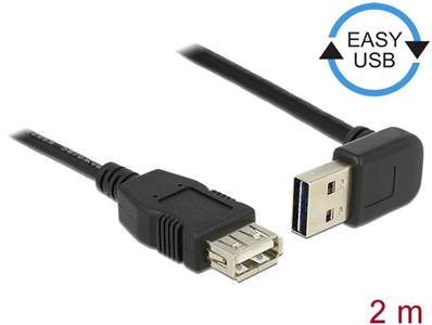 Câble d'extension EASY-USB 2.0 Type-A mâle coudé vers le haut / bas > USB 2.0 Type-A femelle noir 2