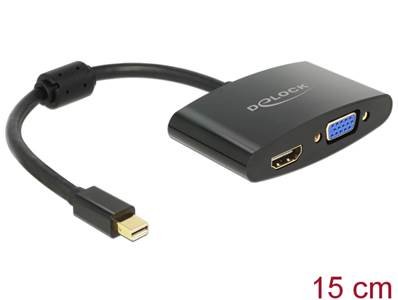 Adaptateur mini Displayport mâle > HDMI / VGA femelle noir