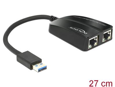 Adaptateur USB 3.0 > 2 x Gigabit LAN 10/100/1000 Mb/s