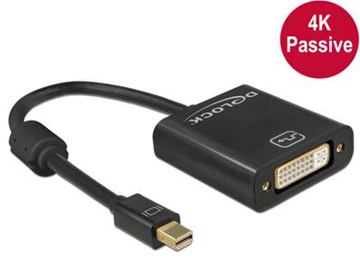 Adaptateur mini Displayport 1.2 mâle > DVI femelle 4K passif noir