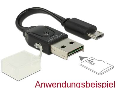 Câble Micro USB OTG mâle > USB A mâle avec lecteur de carte Micro SD