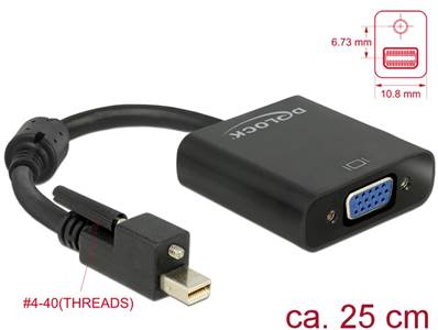 Adaptateur mini Displayport 1.2 mâle avec vis > VGA femelle noir