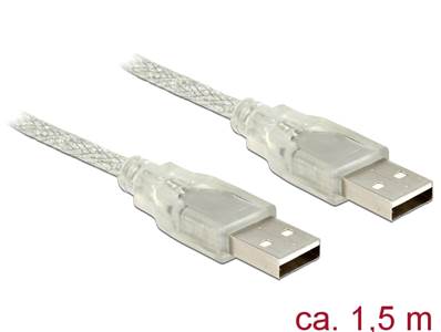 Câble USB 2.0 Type-A mâle > USB 2.0 Type-A mâle 1,5 m transparent