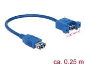 Câble USB 3.0 Type-A femelle > USB 3.0 Type-A femelle à montage sur panneau 25 cm