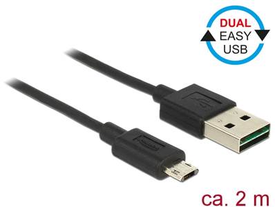 Câble EASY-USB 2.0 Type-A mâle > EASY-USB 2.0 Type Micro-B mâle 2 m noir
