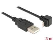 Câble USB 2.0 Type-A mâle > USB 2.0 Type Micro-A mâle coudé 3 m noir