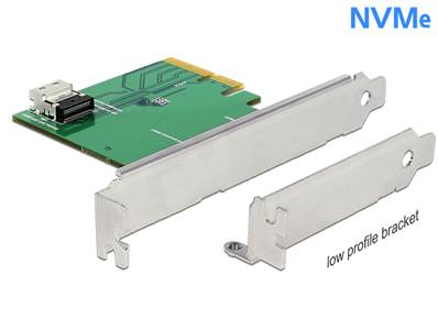 Carte PCI Express x4 > 1 x NVMe SFF-8654 4i interne – Facteur de forme à profil bas