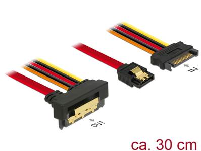 Câble SATA 6 Gbit/s 7 broches femelle + alimentation SATA 15 broches mâle > SATA 22 broches femelle