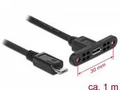Câble USB 2.0 Micro-B femelle à montage sur panneau > USB 2.0 Micro-B mâle 1 m