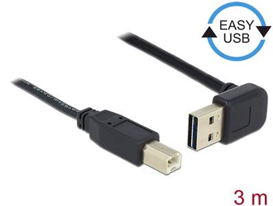 Câble EASY-USB 2.0 Type-A mâle coudé vers le haut / bas > USB 2.0 Type-B mâle 3 m