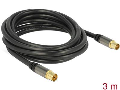 Câble d’antenne IEC mâle > IEC femelle RG-6/U 3 m noir