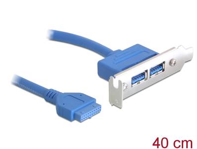 Support d'emplacement embase 1 x USB 3.0 19 broches femelle interne > 2 x USB 3.0 Type-A femelle ext