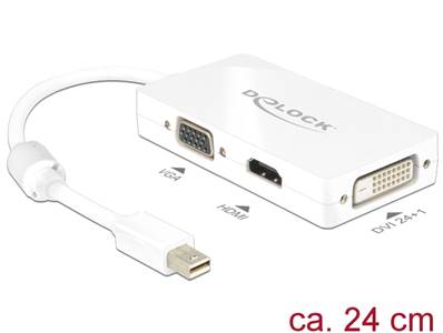 Adaptateur mini Displayport 1.1 mâle > VGA / HDMI / DVI femelle passif blanc