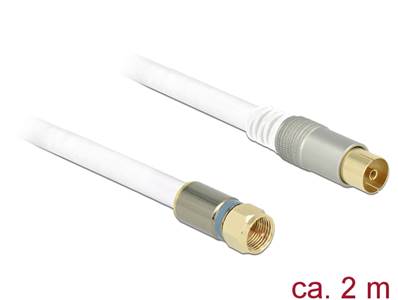 Câble d’antenne F mâle > IEC femelle RG-6/U quad shield 2 m blanc Premium