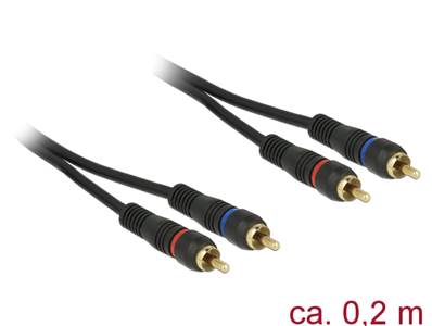 Cable 2 x RCA mâle > 2 x RCA mâle 0,2 m coaxial OFC noir