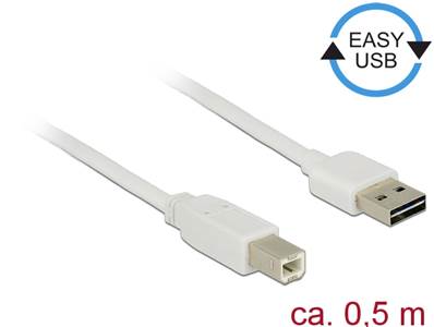 Câble EASY-USB 2.0 Type-A mâle > USB 2.0 Type-B mâle 0,5 m blanc