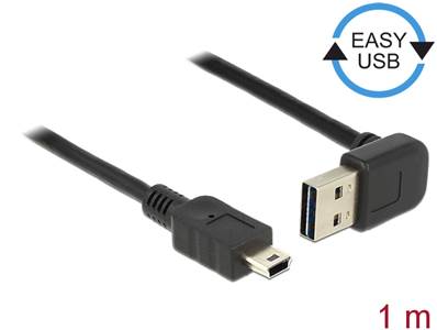 Câble EASY-USB 2.0 Type-A mâle coudé vers le haut / bas > USB 2.0 Type Mini-B mâle 1 m