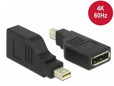 Adaptateur mini Displayport 1.2 mâle > Displayport femelle 4K coudé à 90° noir