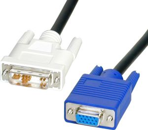 Adaptateur DVI M / VGA HD15F, câble 0,15 mètre