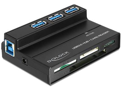 Lecteur de carte USB 3.0 tout-en-un + hub USB 3.0 à 3 ports